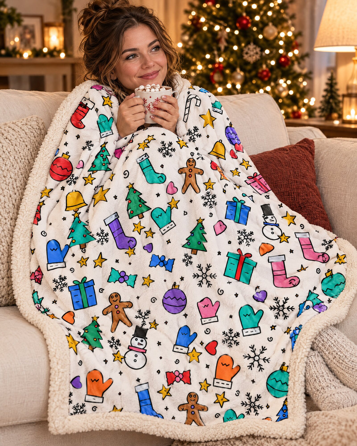 Cozy finished coloring blanket